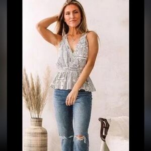 Willow & Root, Blue and White Tank Top, Size Small